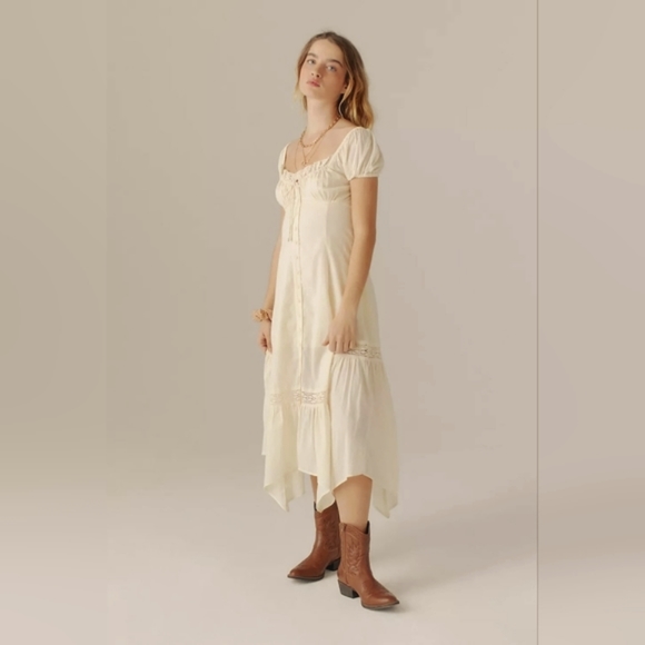 💕HP💕Urban Outfitters Carmen Bohemia Button Front Dress ~NWT ~ Cream ~ Small - Picture 6 of 7